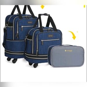 Biaggi Blue Rolling Travel Bag Set